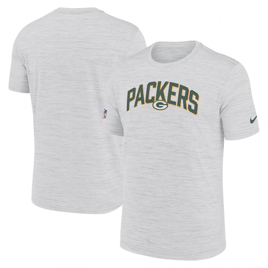 Men's Green Bay Packers White Sideline Velocity Stack Performance T-Shirt